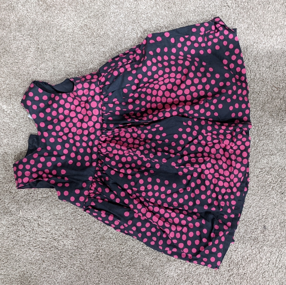 Carter's 12 month polka dot dress navy dark blue with pink polka dots